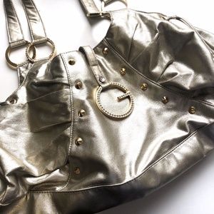 Guess Gold Metallic Satchel